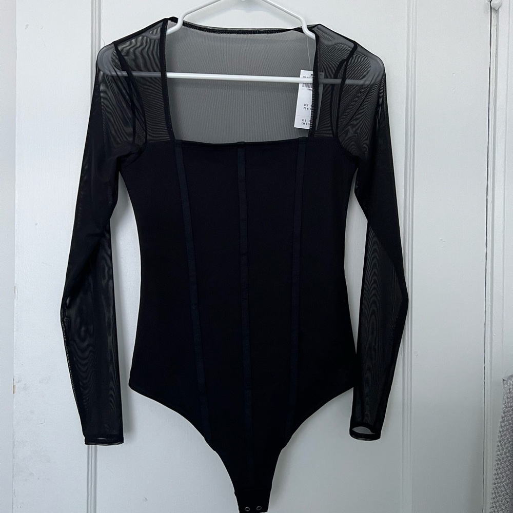 Abercrombie Black Mesh Bodysuit NWT